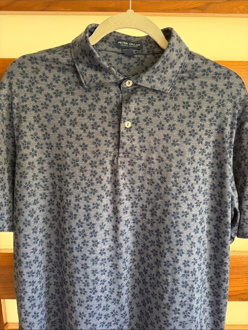 Peter Millar Navy Blue Floral Polo Shirt